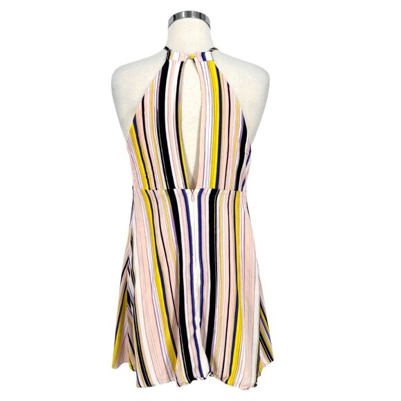 1. State Halter Neck Striped Mini Swing Trapeze Dress Size Medium - Picture 6 of 9